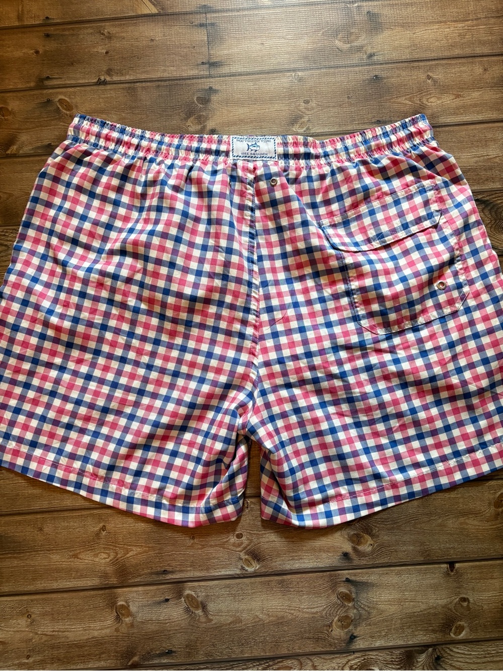 Southern Tide Skipjack Swim Trunks Pink Blue Gingham Plaid XL